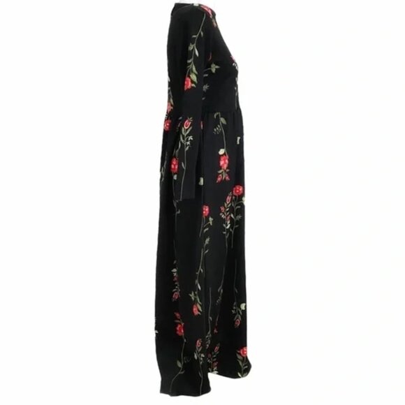 SELMA SARI BLACK RED FLORAL MAXI DRESS - 6 - Picture 2 of 8